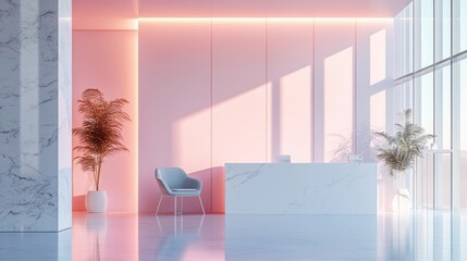 Poster - Minimalistic Realistic Reception Area Mockup with Clean Design and Soft Color Palette