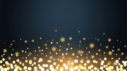 Starry illustration background with bokeh lights on dark blue light, golden shiny lights wallpaper design