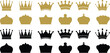 © Designflowbd - Set of crown icons. Royals crown symbol. Golden and black crown silhouette set. Crown symbol collection. Vector illustration