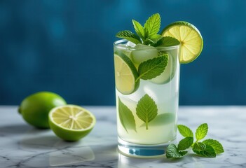 Canvas Print - mojito cocktail with lime and mint