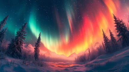 Wall Mural - 美しいオーロラの背景