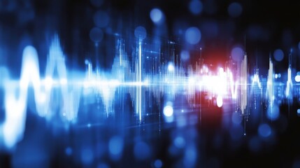 Poster - Abstract Sound Waves in Blue and Red Light with Digital Effects