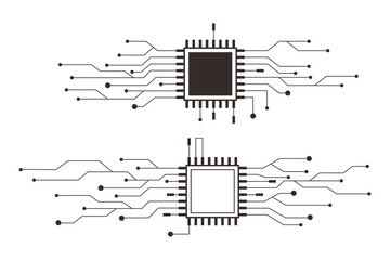 Wall Mural - Circuit board line microchip, software. Integrated motherboard, connections. Innovative Electronic Network. Technology background, design elements geometric and connection system.