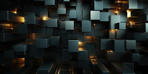 Poster - black abstract background with geometric shapes and light reflections, ideal for modern design proje