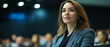 © Fernando - Confident Businesswoman Attentively Listening at Conference, Corporate Portrait