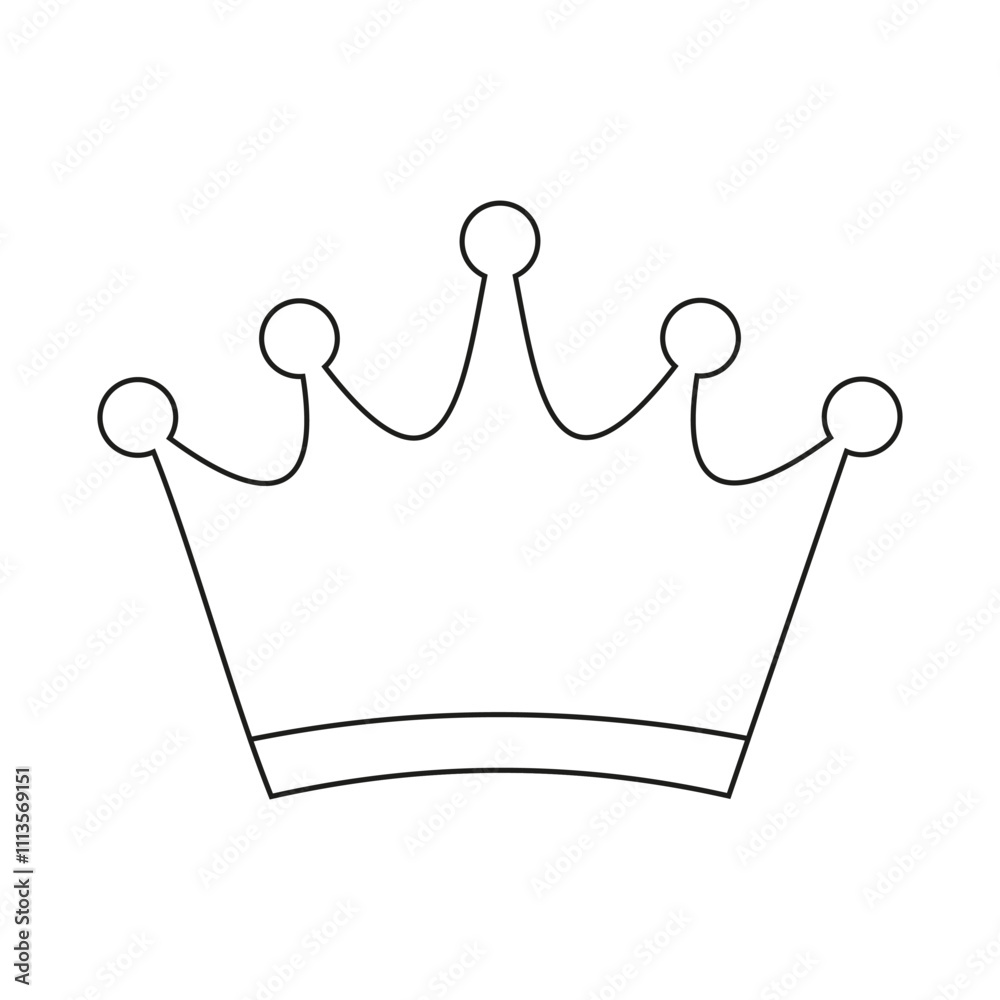 Simple outline vector image of crown. Icon, outline drawing, flat style ...