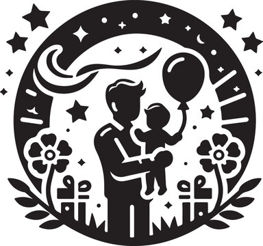 Happy Father's Day silhouette vector in white background