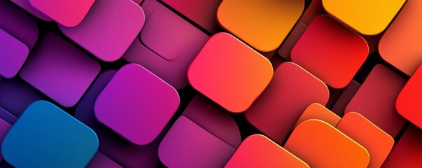 Poster - vibrant abstract geometric pattern with colorful 3d squares