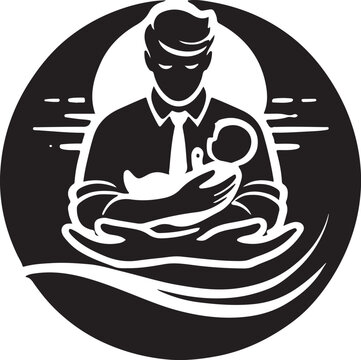 Happy Father's Day silhouette vector in white background