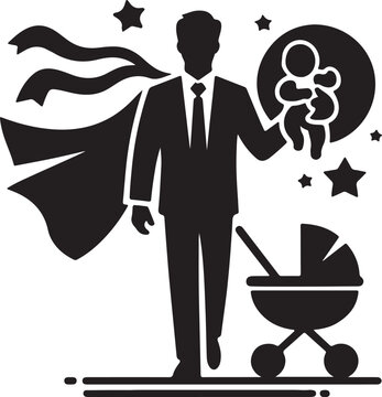 Happy Father's Day silhouette vector in white background
