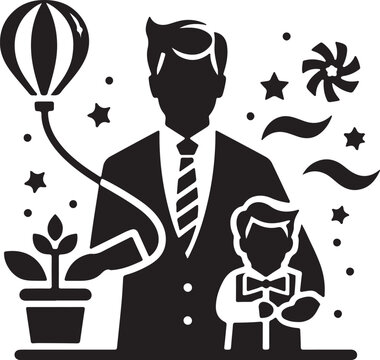 Happy Father's Day silhouette vector in white background