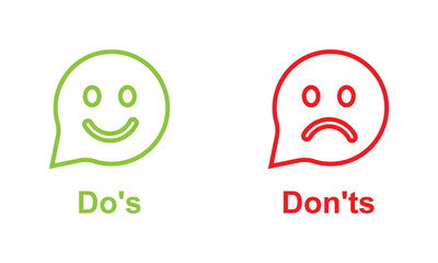 Wall Mural - do's and don'ts icon. to do and not to do symbol for guidelines and rules list. isolated on white ba