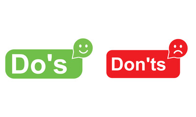 Wall Mural - do's and don'ts icon. to do and not to do symbol for guidelines and rules list. isolated on white ba
