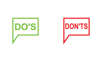Wall Mural - do's and don'ts icon. to do and not to do symbol for guidelines and rules list. isolated on white ba