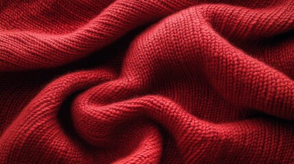 Wall Mural - A soft, flowing red knitted woolen poncho with elegant folds, providing a rich, textured background.  
