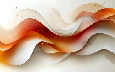 Poster - A vibrant abstract design featuring flowing waves in warm tones of orange and white, creating a sense of movement and fluidity on a soft, light background.