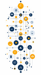 Fototapete - Abstract graphic representing interconnected technology and communication elements.