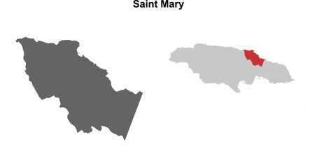  Saint Mary parish blank outline map set