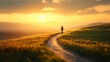 © Najikung - person walking on winding path during beautiful sunset