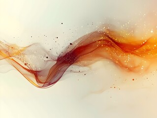 Poster - An abstract composition featuring flowing waves of warm orange and gold tones, creating a sense of fluidity and motion against a soft, neutral background.