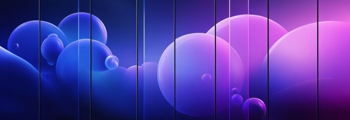 Wall Mural - an abstract poster collection showcases glowing spheres with vibrant liquid gradients on a dark back