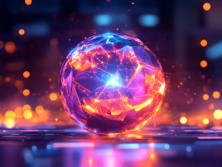 Aufkleber - A glowing, abstract sphere with vibrant colors and intricate patterns, symbolizing technology.