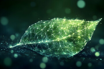 Poster - A digital representation of a leaf, symbolizing nature and technology integration.