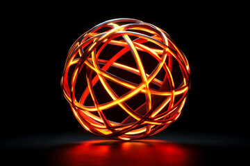 Poster - A glowing, abstract sphere made of intertwined light strands against a dark background.