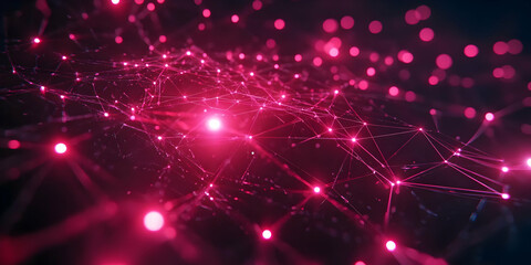 Poster - Abstract digital visualization of interconnected nodes and lines in a vibrant pink hue.