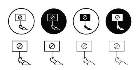 Poster - Protest banner in hand icon Outline vector for web ui