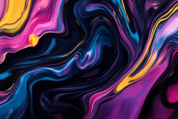 Poster - A vibrant abstract swirl of pink, blue, and yellow hues, creating a dynamic and fluid visual experience.