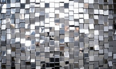 Poster - reflective mosaic tiles, shiny metallic surface, intricate patterns, modern design, contemporary dec