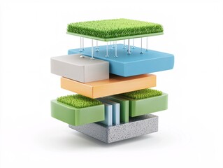 Poster - visual representation of nanomaterial layers enhancing thermal insulation properties for sustainable