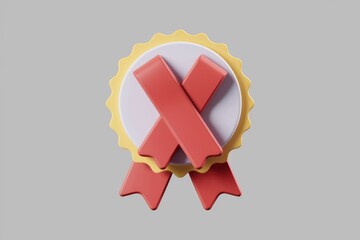 Aufkleber - 3D render of a yellow and red award ribbon