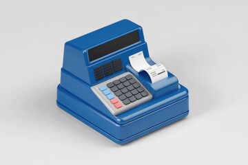Poster - Blue cash register with a receipt printing out.