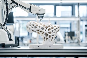 Poster - A 3D-printed ceramic structure on a laboratory table, highlighting innovation in fabrication methods