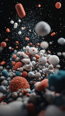 Poster - nano-sized ceramic particles displayed under a digital microscope, showing advancements in material 