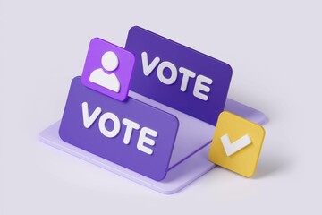 Aufkleber - 3D illustration of voting concept with user  checkmark  and vote text.