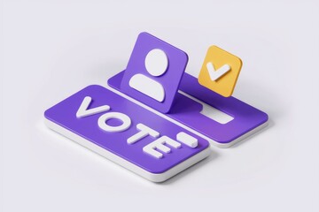 Aufkleber - 3D render of vote button with user icon and checkmark