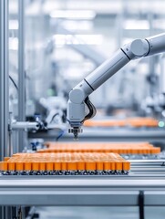 Poster - A robotic arm precisely assembling composite parts in an automated manufacturing facility