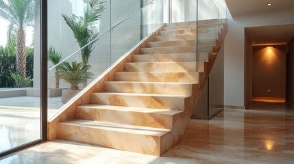 Leinwandbilder - a set of stairs with glass railings