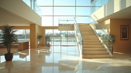 Leinwandbilder - a set of stairs with glass railings