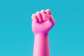 Aufkleber - Pink fist raised against a blue background.