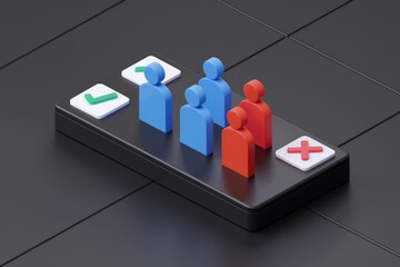 Aufkleber - 3D illustration showing people with check and cross marks