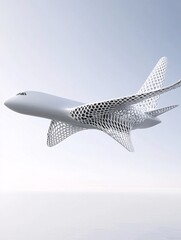 Poster - a conceptual image of future aircraft wings made of graphene-enhanced composites, promising unmatche