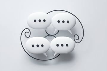 Leinwandbilder - Four white speech bubbles connected by a black wire.