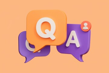 Poster - 3D illustration of Q&A speech bubbles