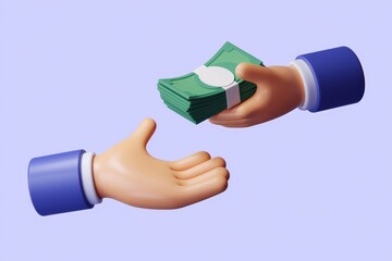 Aufkleber - Hand offering cash to another open hand.