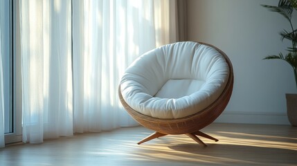 Leinwandbilder - a white chair with a white cushion