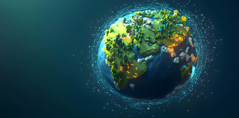 Poster - A vibrant, stylized representation of Earth showcasing nature and energy.